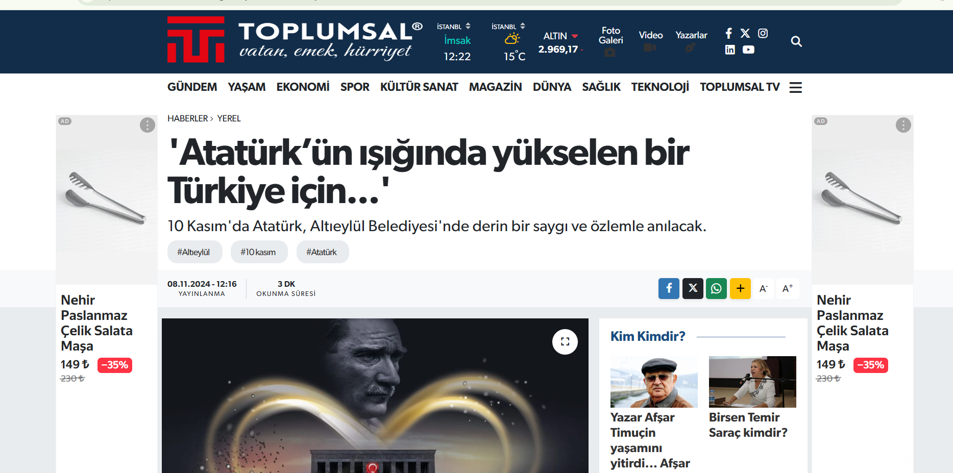 toplumsal-altieylul Altıeylül Belediyesi, 10 Kasım Atatürk'ü Anma Etkinliklerini Büyük Bir Saygı ve Özlemle Gerçekleştirecek